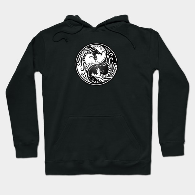 White and Black Yin Yang Dragons Hoodie by jeffbartels